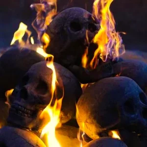 fire pit ceramic skulls